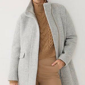 NWT JCrew Petite Cocoon Heather Gray Wool Coat in Sz 0